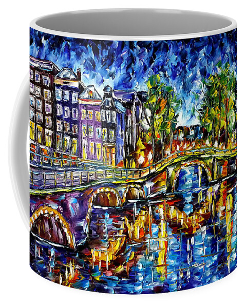 Holland Painting Coffee Mug featuring the painting Evening Mood In Amsterdam by Mirek Kuzniar