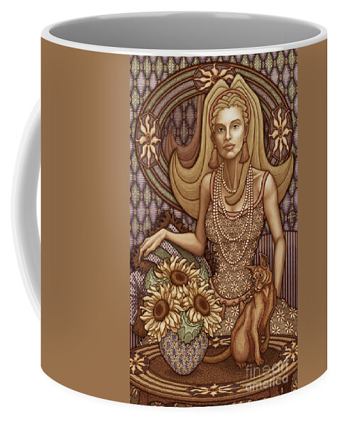 Cat Lady Coffee Mug featuring the mixed media Exalted Beauty Peyton 2019 by Amy E Fraser