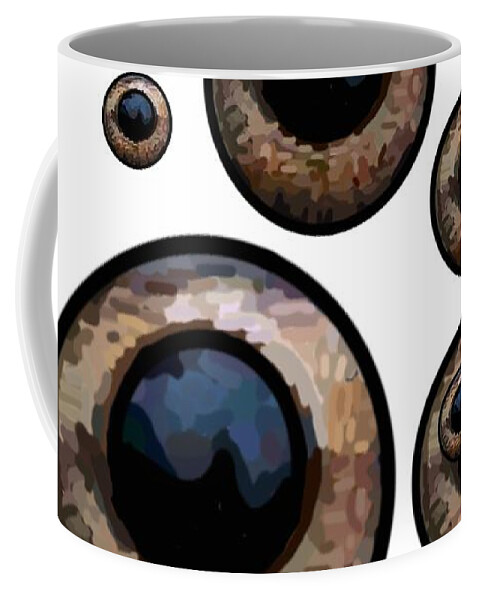 Modern Abstract Coffee Mug featuring the digital art Eyes Have It White by Joan Stratton