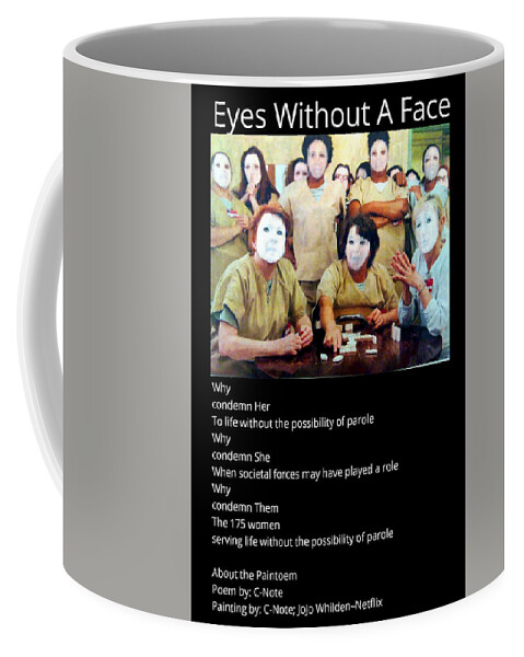 Black Art Coffee Mug featuring the digital art Eyes Without A Face Paintoem by Donald C-Note Hooker