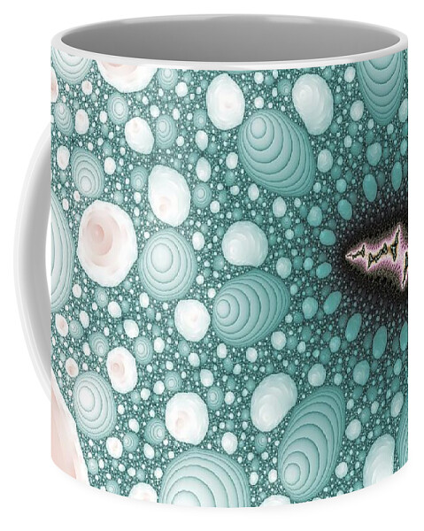 Spiral Coffee Mug featuring the digital art Fantasy Mountain Spiral Light Blue by Don Northup