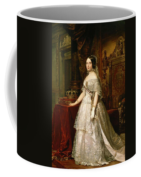 Federico De Madrazo Coffee Mug featuring the painting Federico Madrazo / 'Portrait of Isabella II of Spain', 1844, Oil on canvas. by Federico de Madrazo -1815-1894-