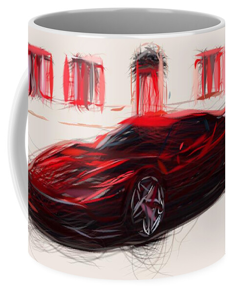 Ferrari Coffee Mug featuring the digital art Ferrari SP38 Drawing by CarsToon Concept