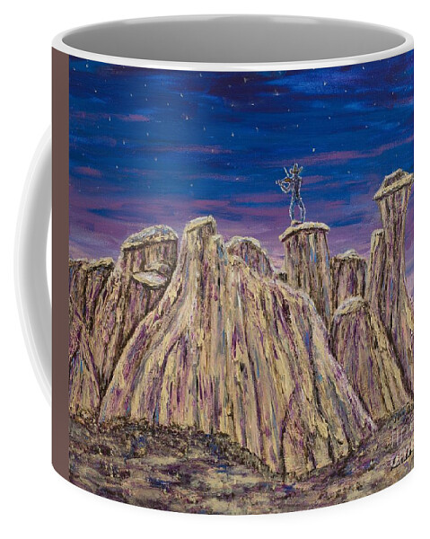 Fiddler Coffee Mug featuring the painting Fiddler on the Butte by Linda Donlin