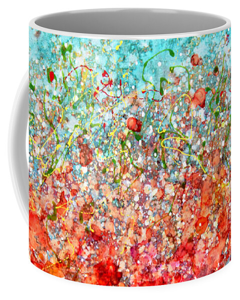 Art Coffee Mug featuring the painting Field of Spring Abstract Poppies by O Lena