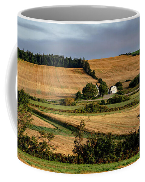 Pei Coffee Mug featuring the photograph Fields and Farms Patchwork by Marcy Wielfaert