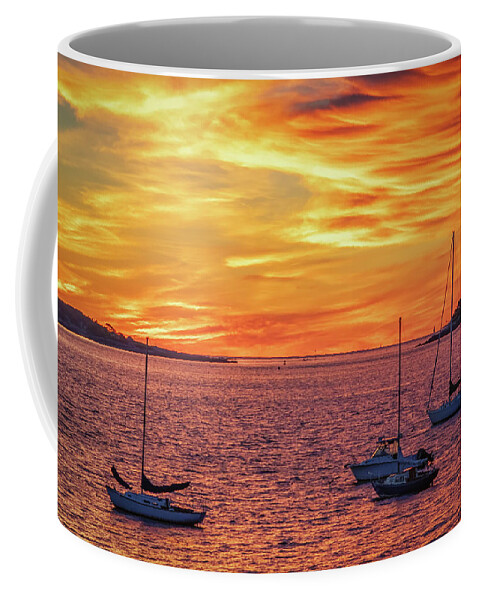 Casco Bay Coffee Mug featuring the photograph Fiery Sunrise over Casco Bay by Kristen Wilkinson