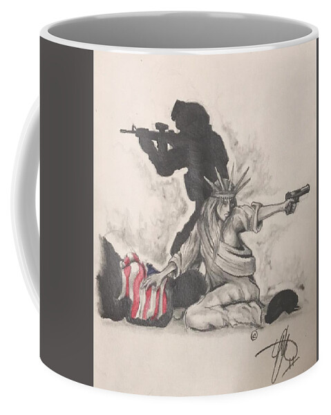 Liberty Coffee Mug featuring the drawing Fighting for Liberty by Howard King
