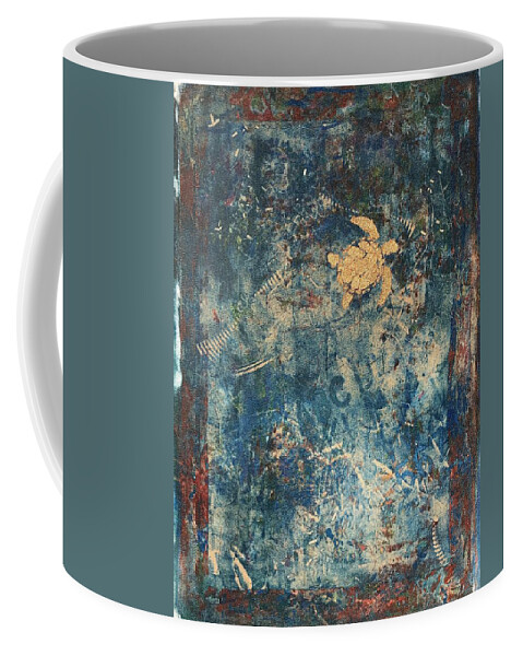 Blue Coffee Mug featuring the mixed media Finding Each Other / ABC by Susan Richards