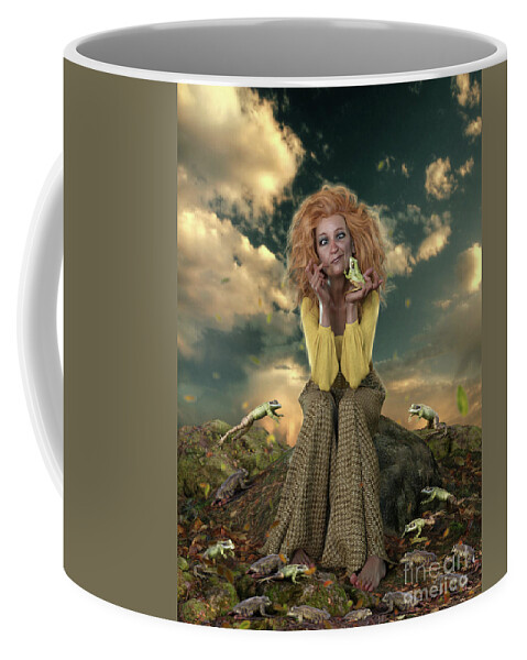 You Have To Kiss A Lot Of Frogs Coffee Mug featuring the mixed media Finding my Prince by Shanina Conway