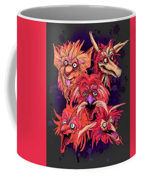 Fire Gang Coffee Mug featuring the drawing Fire Gang by Ludwig Van Bacon