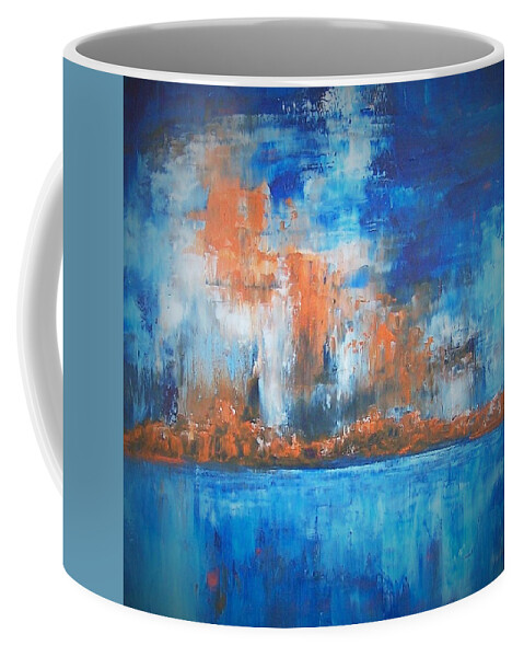 Abstract Coffee Mug featuring the painting Fire In the Sky by Karren Case