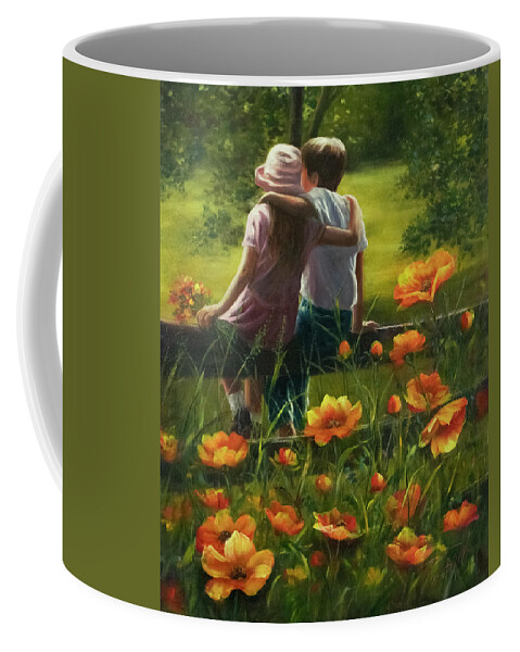 Children Coffee Mug featuring the painting First Love by Lynne Pittard