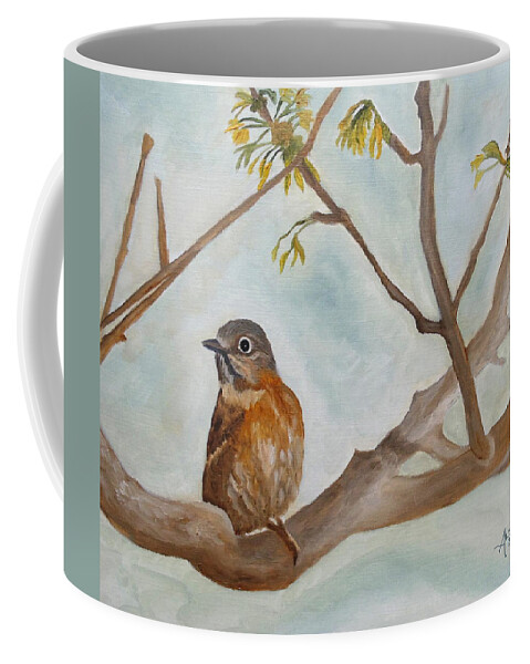 Bluebird Coffee Mug featuring the painting First Signs Of Spring by Angeles M Pomata
