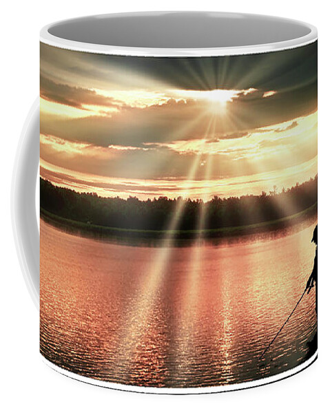 Fishing Coffee Mug featuring the photograph Fisherman, Spiritual Sunset Above a Mountain Lake by A Macarthur Gurmankin