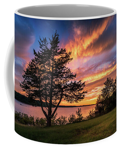 Sunset Coffee Mug featuring the photograph Fishing at End of Day by Allin Sorenson