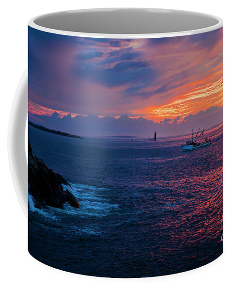 Boat Coffee Mug featuring the photograph Fishing Boat at Sunrise by Diane Diederich