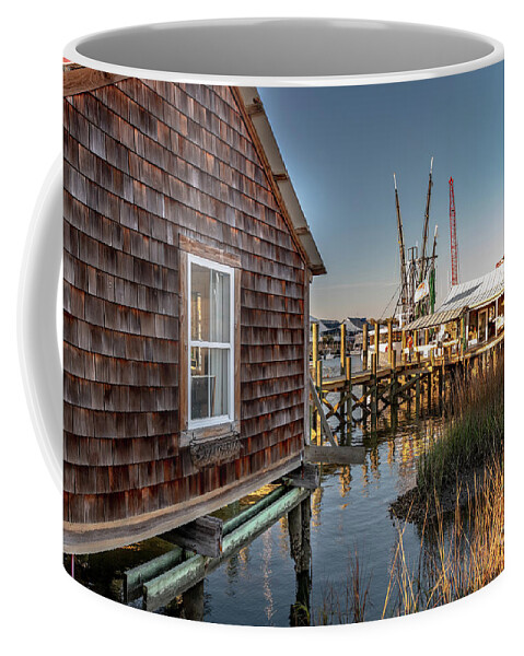 Dock Coffee Mug featuring the photograph Fishing Tales by Dale Powell