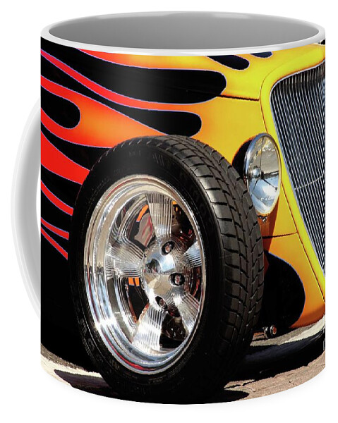 Hot Rod Coffee Mug featuring the photograph Flames by Terri Brewster