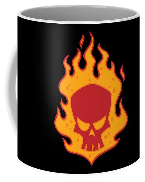 Fire Coffee Mug featuring the digital art Flaming Skull by John Schwegel