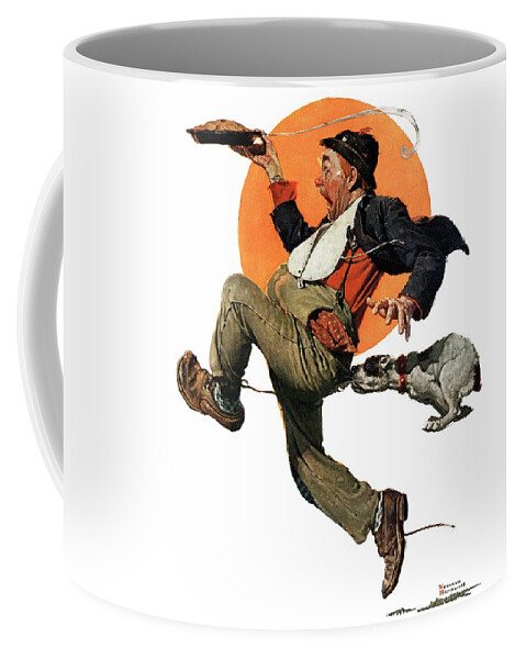Dogs Coffee Mug featuring the painting fleeing Hobo by Norman Rockwell