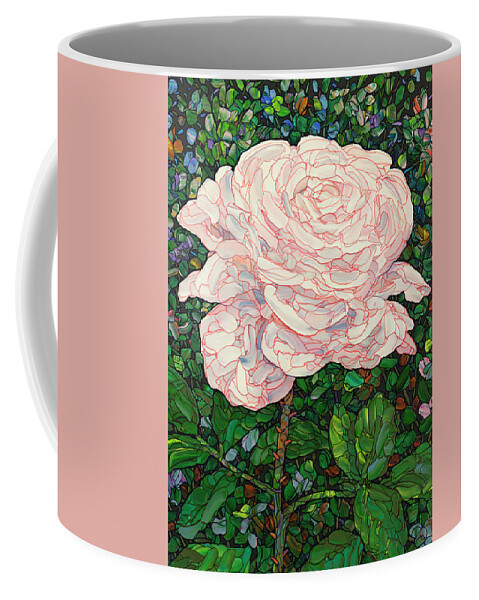 Flowers Coffee Mug featuring the painting Floral Interpretation - White Rose by James W Johnson