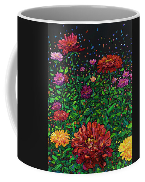 Flowers Coffee Mug featuring the painting Floral Interpretation - Zinnias by James W Johnson