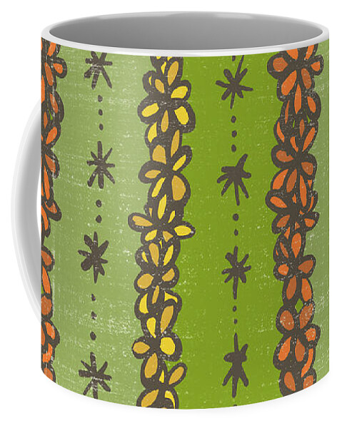 Pattern Coffee Mug featuring the painting Floral Stripes Pattern by Jen Montgomery