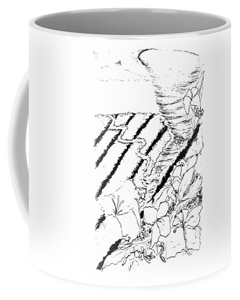 Digital Art Coffee Mug featuring the drawing Flower Farmers Tornado PAINT MY SKETCH by Delynn Addams
