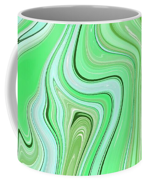 Fluid Painting Coffee Mug featuring the painting Fluid Painting Wave Pattern Green by Patricia Piotrak