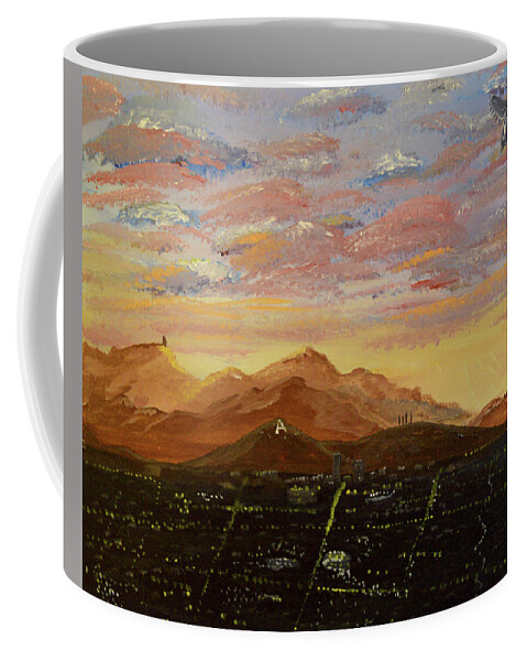 Tucson Coffee Mug featuring the painting Flying over Tucson by Chance Kafka