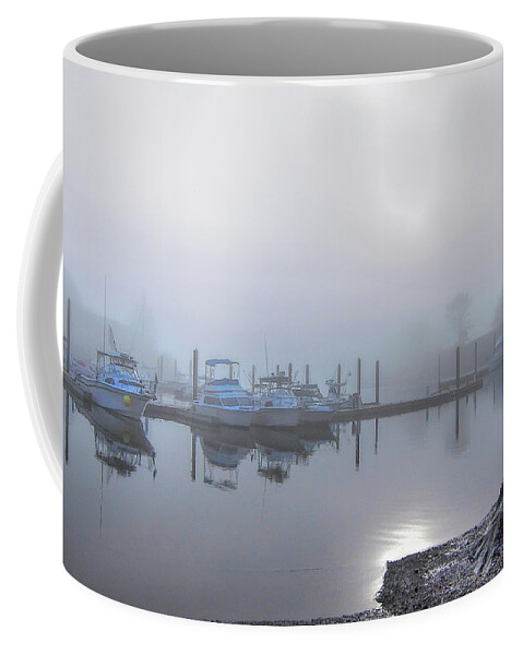 Foggy Coffee Mug featuring the photograph Foggy Day At the Marina by Cordia Murphy