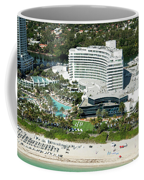 Fontainebleau Miami Beach Coffee Mug featuring the photograph Fontainebleau Miami Beach Aerial by David Oppenheimer