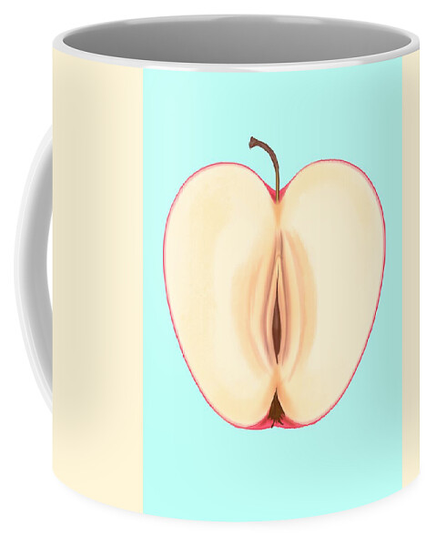 Apple Coffee Mug featuring the drawing Forbidden Fruit by Ludwig Van Bacon