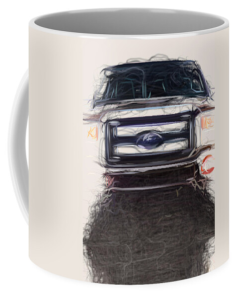 Ford Coffee Mug featuring the digital art Ford F250 Superduty Drawing by CarsToon Concept
