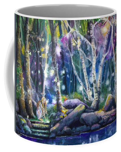 Fairy Coffee Mug featuring the painting Forest at Night by Patricia Allingham Carlson