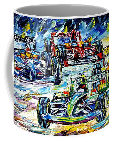 Formula One Coffee Mug featuring the painting Formula 1 by Mirek Kuzniar
