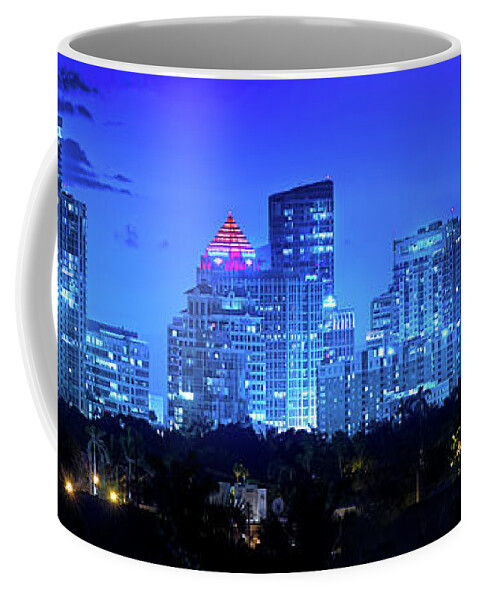 Fort Lauderdale Coffee Mug featuring the photograph Fort Lauderdale Skyline Panorama by Mark Andrew Thomas