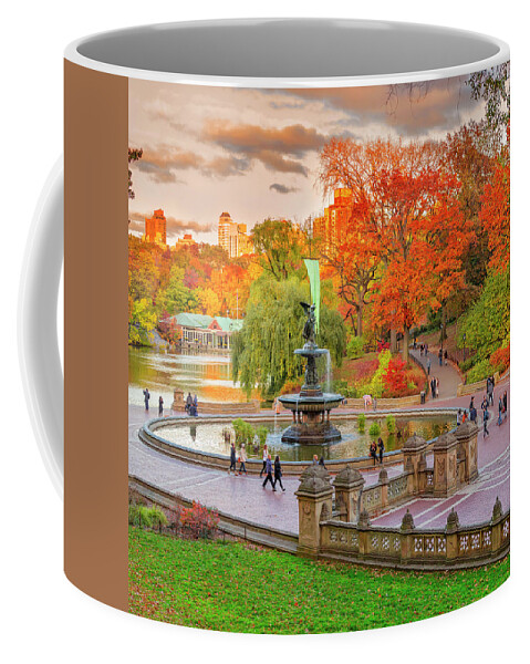 Estock Coffee Mug featuring the digital art Fountain In Central Park, Nyc by Pietro Canali