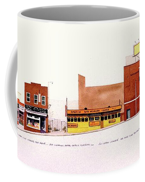 Urban Landscape Coffee Mug featuring the painting Fourth Street by William Renzulli