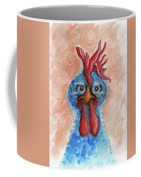 Chicken Coffee Mug featuring the painting Fowl Mood by Karren Case