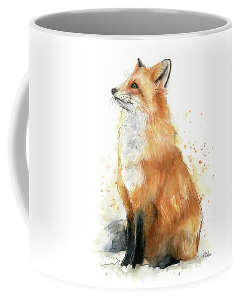 Watercolor Fox Coffee Mug featuring the painting Fox Watercolor by Olga Shvartsur