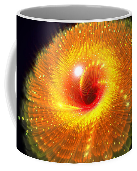 Fractal Coffee Mug featuring the digital art Fractal flower yellow-orange by Lilia S