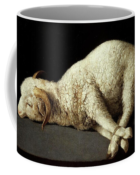Agnus Dei (the Lamb Of God) Coffee Mug featuring the painting Francisco de Zurbaran / 'Agnus Dei -The Lamb of God-', 1635-1640, Spanish School. by Francisco de Zurbaran -c 1598-1664-