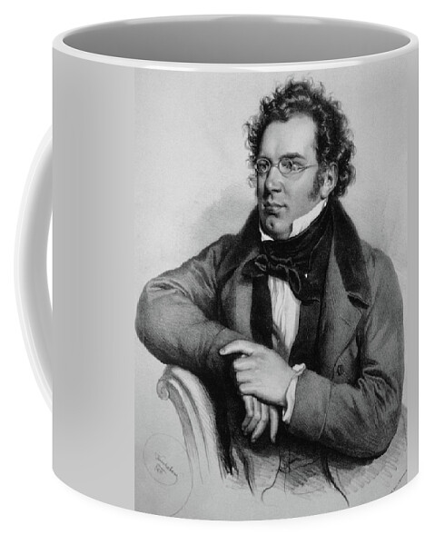 Franz Schubert Coffee Mug featuring the painting Franz Peter Schubert -1797-1828- engraving XIXth century. Josef Kriehuber. by Album