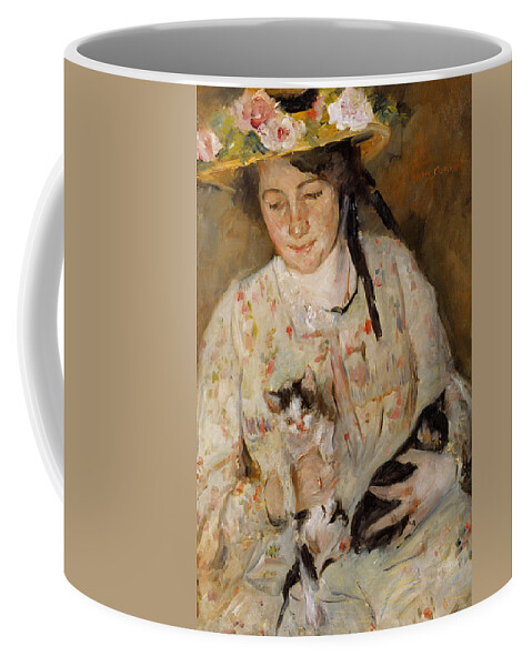 Cats Coffee Mug featuring the painting Frau Mit Katzen by Lovis Corinth