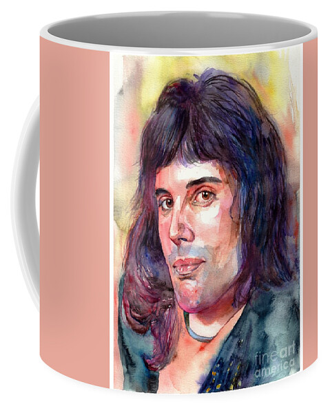 Freddie Mercury Coffee Mug featuring the painting Freddie Mercury young by Suzann Sines