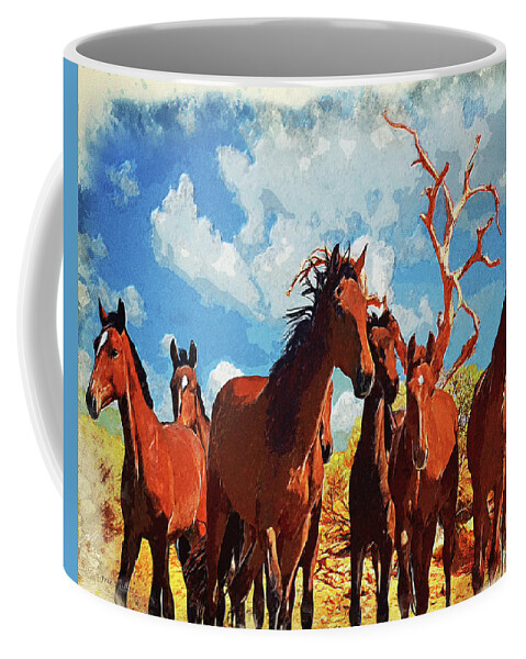 Wild Coffee Mug featuring the digital art Free Spirits by Mark Allen