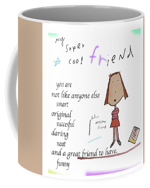 Text Coffee Mug featuring the drawing Friend by Ashley Rice