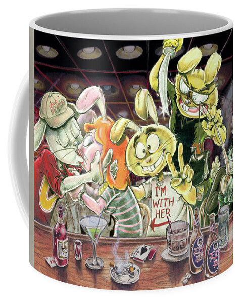 Animals Coffee Mug featuring the drawing Friends like these. by Kynn Peterkin
